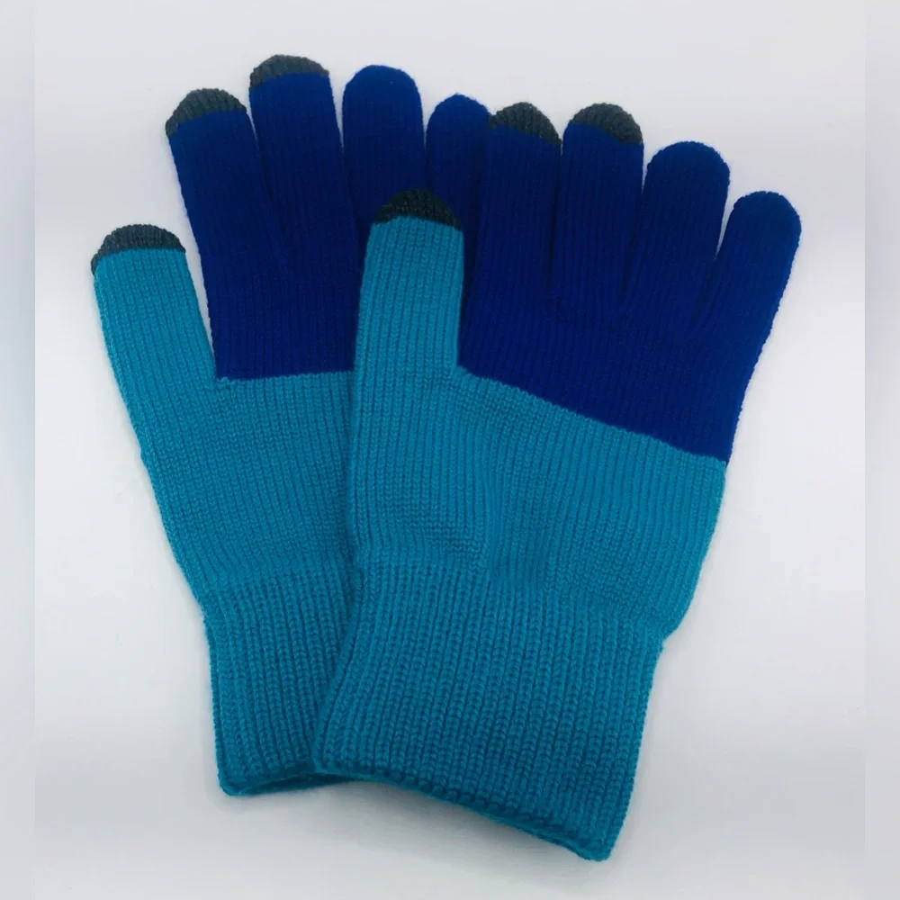 Verloop Color Block Touchscreen Gloves Mittens Green Blue Black Color OS